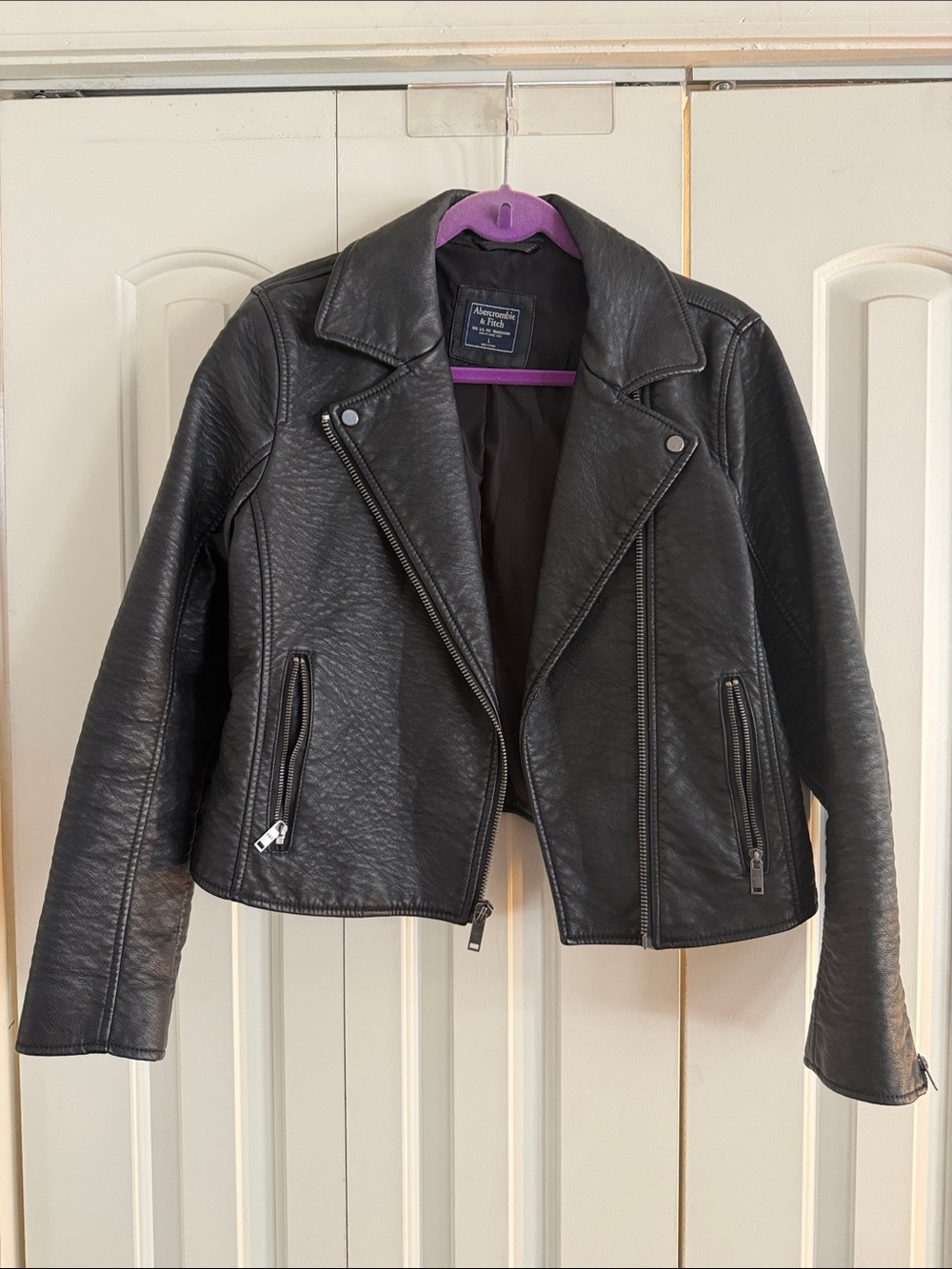 Abercrombie & Fitch Black Faux Leather Moto Jacket